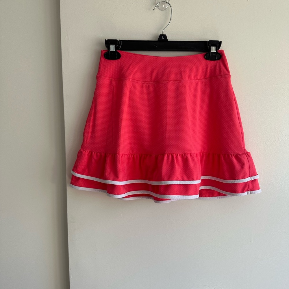 Gottex Bright Pink Ruffle Hem Mini Skirt with White Trim
